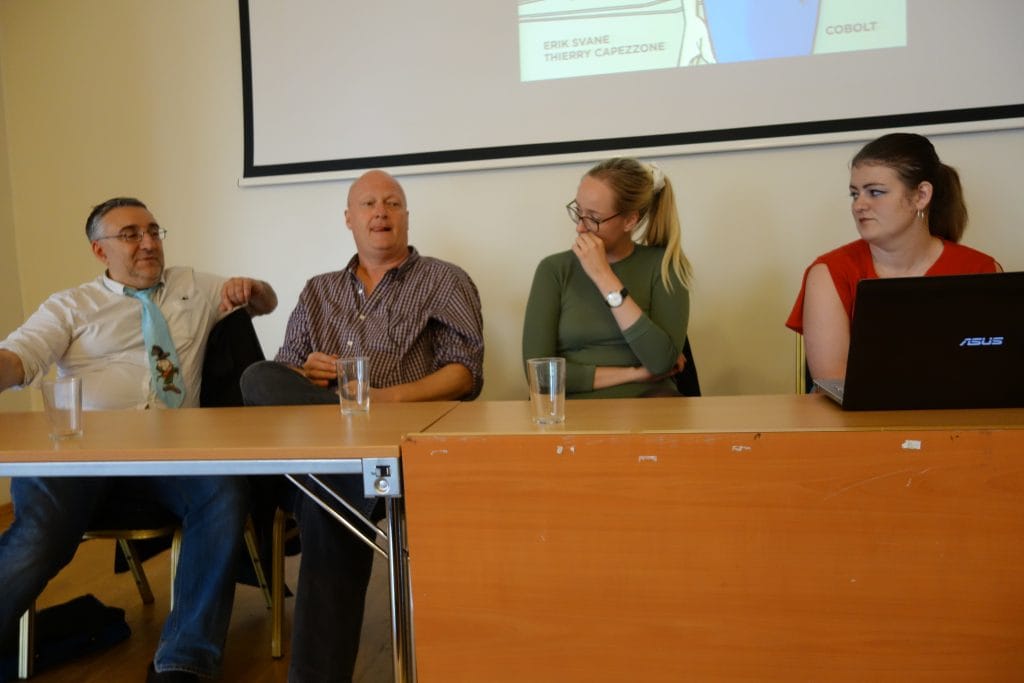 Henrik Rehr i paneldebatt om research med Thierry Capezzone (f.v.) og Karoline Stjernfelt